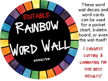 Preview of Rainbow Word Wall - Editable!
