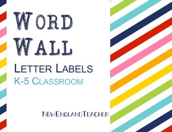 Preview of Rainbow Word Wall Letters A-Z for Elementary Classroom Grades K-5