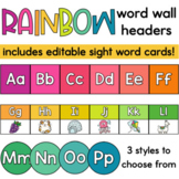 Rainbow Word Wall Letters or Headers with Editable Sight Words