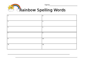 Rainbow Words Template Worksheets Teaching Resources Tpt