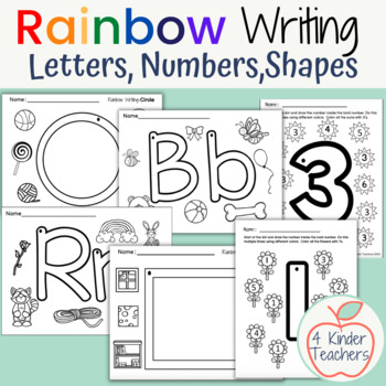 Preview of Rainbow Write Letters, Numbers, Shapes
