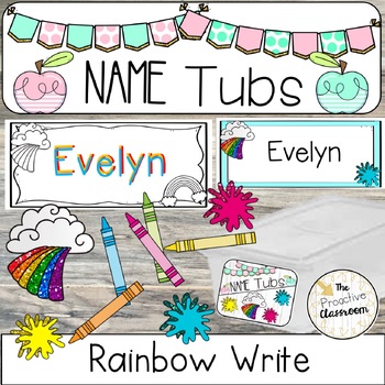 Preview of Rainbow Write My Name / Spell My Name / Name Writing Centers / Bins / Tubs