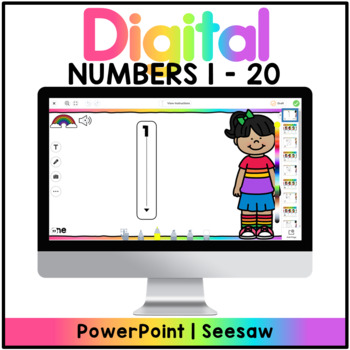 Preview of Rainbow Write Numbers 1 to 20 - SeeSaw™ | PowerPoint (English)