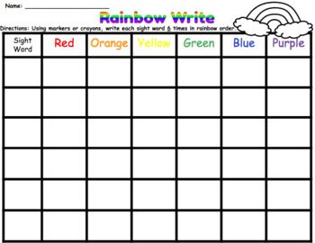 Rainbow Write Template By The Teaching Unicorn Tpt