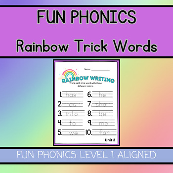 Preview of Rainbow Write Trick Words- FUN PHONICS ALIGNED!