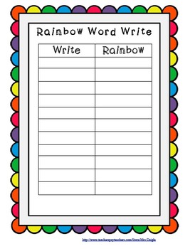 Preview of Rainbow Write Word Work