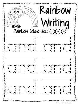 rainbow write sight words by incredible k kids tpt