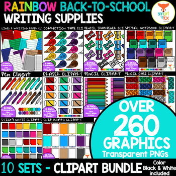 Preview of Rainbow Writing Classroom Supplies BUNDLE - Back-to-School Clip art