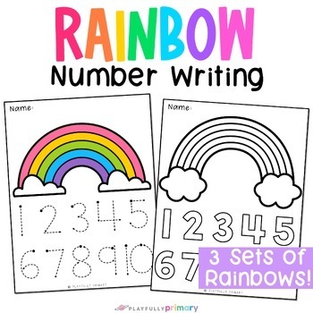 Preview of Rainbow Writing Numbers to 10, Number Writing Practice 1-10, Tracing Numbers