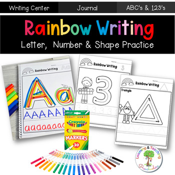 Preview of Rainbow Writing Preschool Journal Prompts