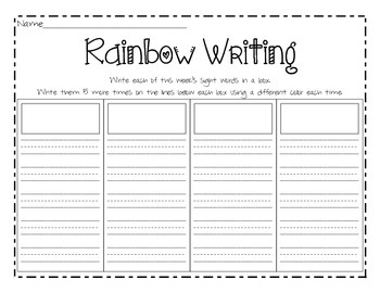 free rainbow writing template