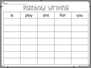 Rainbow Writing Sight Words (editable) by Tickled Pink in Primary