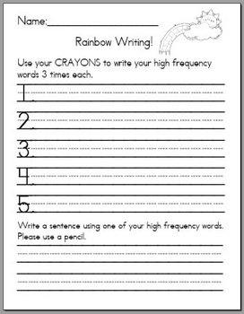 Rainbow Writing - worksheet by David | Teachers Pay Teachers