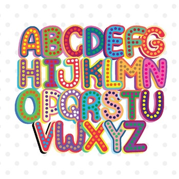 Preview of Rainbow alphabet bulletin board letters Bubble font for teachers cute clipart