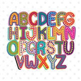 Rainbow alphabet bulletin board letters Bubble font for te