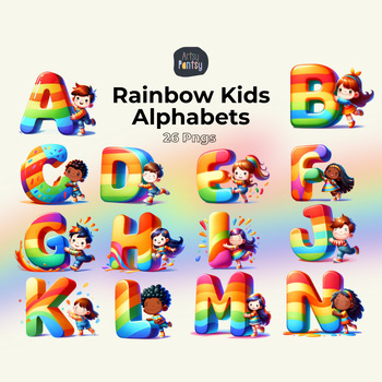 Preview of Rainbow alphabet, letters png, alphabet png