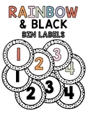 Rainbow and Black Bin Labels | Book Bins | Student Bins | 