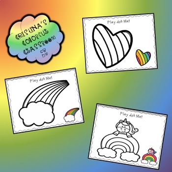 Preview of Rainbow and Unicorn Play doh Mat - Printable PDF