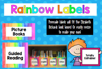 Preview of #ausbts19 Rainbow book and story box labels {Editable}