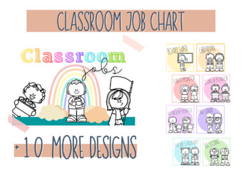 Preview of Rainbow classroom jobs, classroom job chart, pastel boho classroom jobs, rainbow
