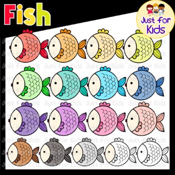 Rainbow fish Clipart by Just For Kids．17pcs by Just For Kids | TpT