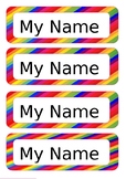 Rainbow strip classroom labels editable