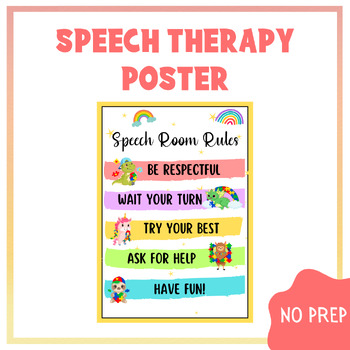 Preview of Rainbow-themed Speech Room Rules Poster, Speech Therapy, Special Education