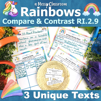 Preview of Rainbows Reading RI.2.9 Expository Informative Writing Compare W.2.8 W.2.2