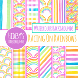 Rainbows Handpainted Watercolor Digital Paper / Background