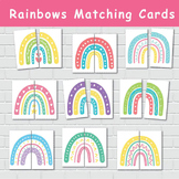 Rainbows Matching Game, Printable Symmetry Cards, Toddler 