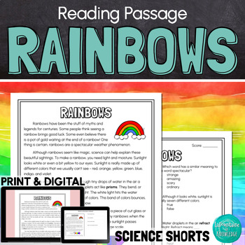 Preview of Rainbows Light Energy Reading Comprehension Passage PRINT and DIGITAL