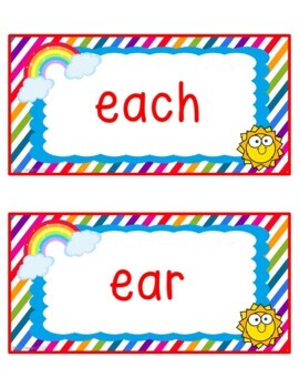 Rainbows and Sunshine Sight Word Wall Fry's Second 100 Words by MCA Designs