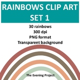 Rainbows clip art set 1/ warm colors/ PNG, transparent bac
