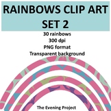 Rainbows clip art set 2/ warm colors/ PNG, transparent bac