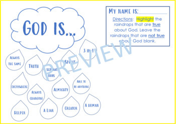 Preview of Raindrop Attributes of God Activity | Highlighting True or False Bible Facts