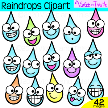 Raindrop Clipart Super Cute Raindrop Fun Faces Clip Art Emotion Emoji  Emoticon
