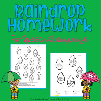 Preview of Raindrop Homework for Speech and Language