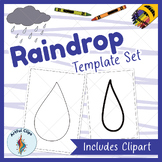 Raindrop Template Set: Printable Black and White Outline I