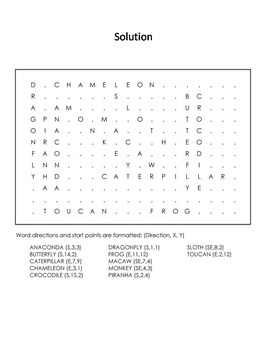 rainforest animals word search by science spot tpt