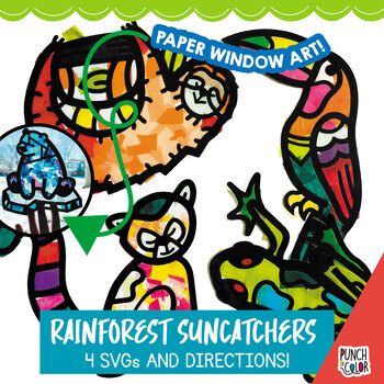 Preview of Rainforest Activity for Preschool | Sloth Toucan Lemur Frog Unit | SVG Cut File