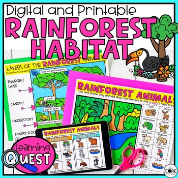 Preview of Rainforest Animal Habitat Independent Work - Print & Digital Activities