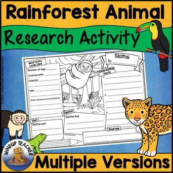 Preview of Rainforest Animal Study Research Activity Graphic Organizer