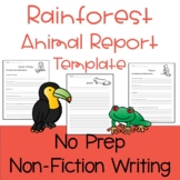 Rainforest Animal Research Report Template for Non-fiction