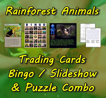 Preview of Rainforest Animal Trading Cards, Bingo/Slideshow and Puzzle Combo