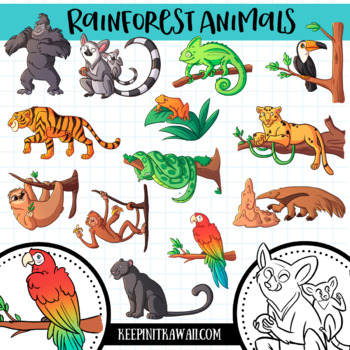 Rainforest Animals Clip Art Collection by KeepinItKawaii | TPT
