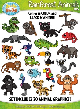 Rainforest Animals Clipart {Zip-A-Dee-Doo-Dah Designs} | TPT