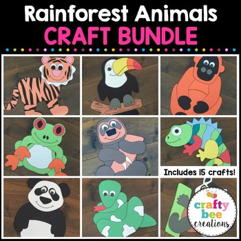 Preview of Rainforest Animals Crafts Bundle | Rainforest Activities | Sloth | Toucan