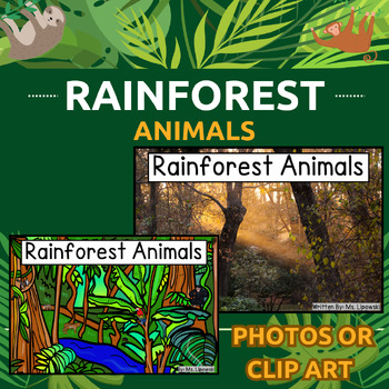 Preview of Rainforest Animals Emergent Reader Sight Word Book (Photographs or Clip Art)