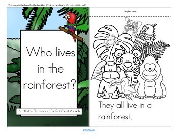 Preview of Rainforest Animals Informative Reader plus Puppets, Vocabulary for Preschool