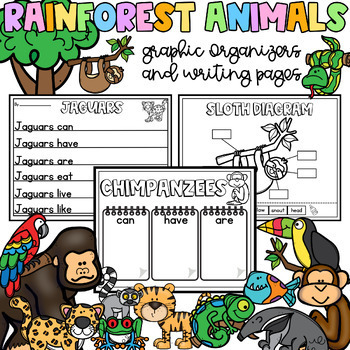 Preview of Rainforest Animals Graphic Organizers - Research - Writing All About Animals